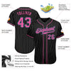 BlueJose Custom Black White Pinstripe Pink-Light Blue Authentic Baseball Jersey