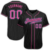 BlueJose Custom Black White Pinstripe Pink-Light Blue Authentic Baseball Jersey