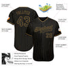 BlueJose Custom Black Old Gold Pinstripe Black Authentic Baseball Jersey