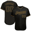 BlueJose Custom Black Old Gold Pinstripe Black Authentic Baseball Jersey