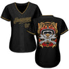 BlueJose Custom Black Black-Old Gold Skull Fashion Baseball Jersey