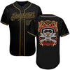 BlueJose Custom Black Black-Old Gold Skull Fashion Baseball Jersey