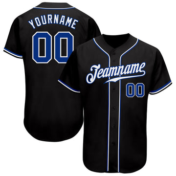 BlueJose Custom Black Royal-White Authentic Baseball Jersey