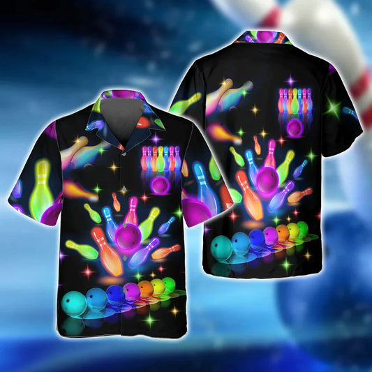 BlueJoses Bowling Party Neon Hawaiian Shirt