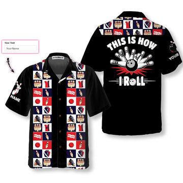 BlueJose Bowling Pattern Border Personalized Name Hawaiian Shirts