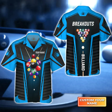 BlueJose Breackouts Team Blue Billiard Balls Personalized Name Hawaiian Shirt