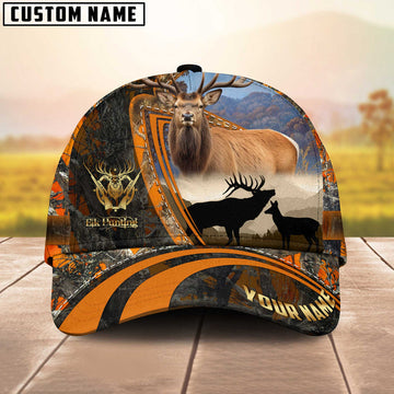 BlueJose Majestic Elk Hunting Orange Camo Personalized Cap