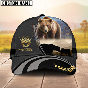 BlueJose Master Bear Hunting Gray And Black Personalized Cap