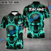 BlueJoses Bowling And Pins Flame Skull Multicolor Customized Name 3D Shirt ( 4 Colors )