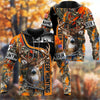 BlueJose Personalized Name Deer US Flag Orange Hunting Pattern 3D Shirts