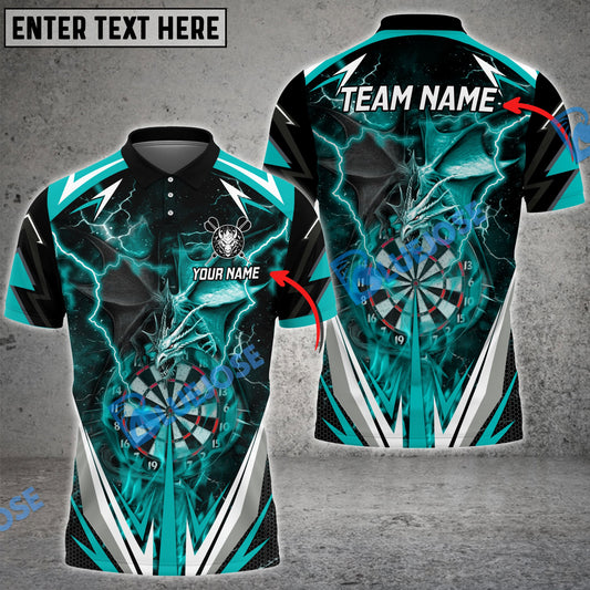 BlueJose Darts Thunder Space Dragon Personalized Name, Team Name Shirt (4 Colors)