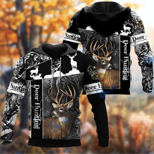 BlueJose Personalized Name Deer Black Hunting Pattern 3D Shirts