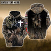 BlueJose Moose Hunting USA Flag Cross With Reaper Bow 3D Hoodie (3 Colors)