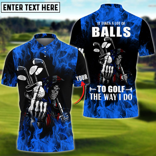 BlueJose Blue Flame Golf Skull Personalized Name, Team Name 3D Shirt