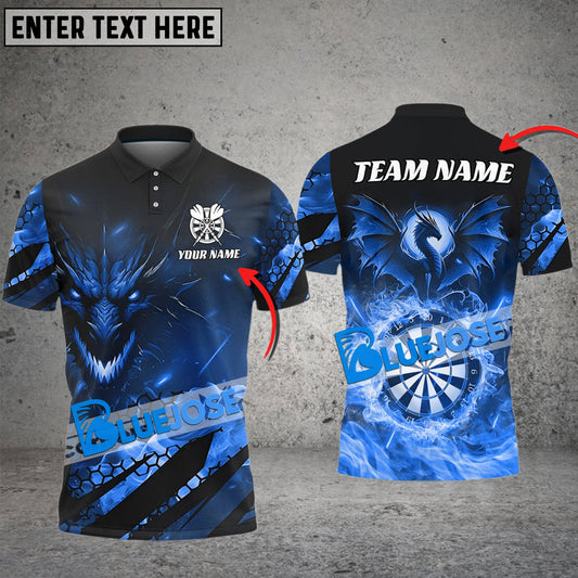 BlueJose Darts Flame Dragon Personalized Name, Team Name 3D Shirt (4 Colors)