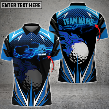 BlueJose Golf Blue Fire Personalized Name, Team Name 3D Shirt