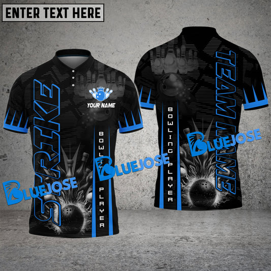 BlueJose Bowling And Pins Dark Strike Customized Name 3D Shirt (4 Colors)