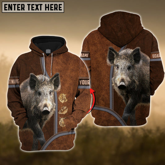BlueJose Boar Premium Zipper Leather Pattern Personalized 3D Hoodie
