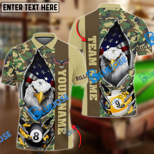 BlueJose Billiards Ball 8 And 9 American Eagle Camo Personalized Shirt (4 Colors)