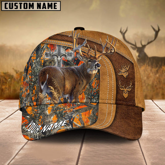 BlueJose Cross America Hunting Deer Leather Pattern Multicolor Personalized Cap