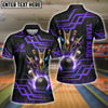 BlueJoses Bowling And Pins Royal Multicolor Option Customized Name 3D Shirt for Women (4 Colors)