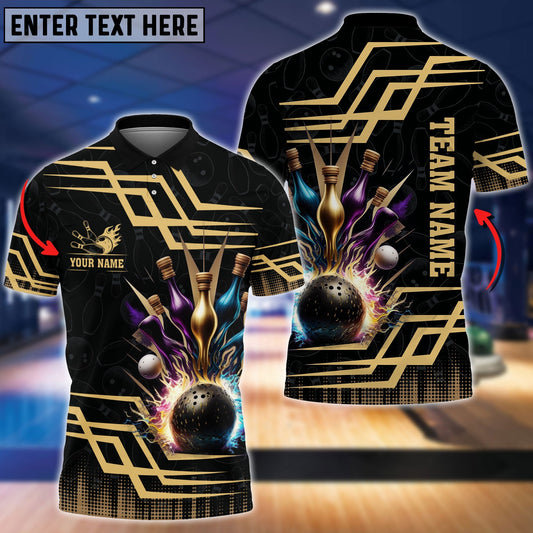 BlueJose Bowling And Pins Royal Multicolor Option Customized Name 3D Shirt  (6 Colors), Personalized Shirts For Bowling Players