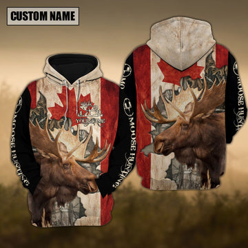 BlueJose Moose Hunting Canada Custom Name 3D Shirts