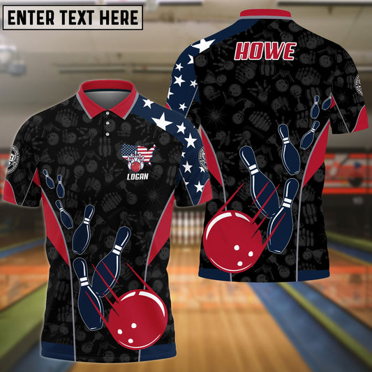 BlueJose Bowling And Pins American Flag Customized Name, Team Name 3D Shirt for Margate Youth