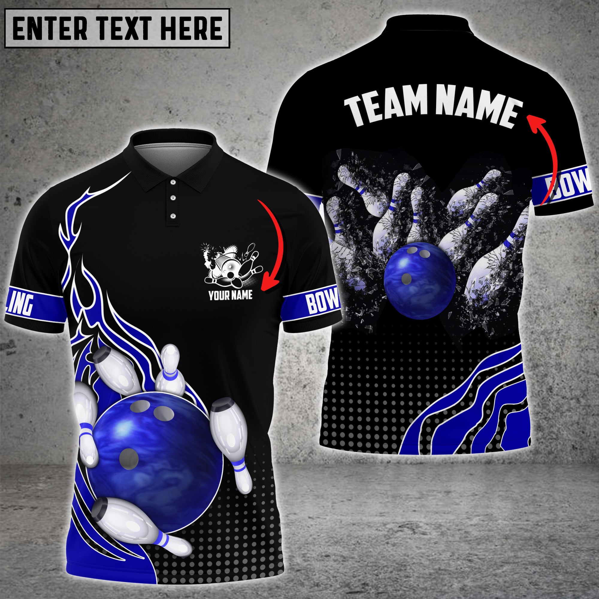 BlueJose Bowling And Breaking Pins Multicolor Option Customized Name 3 ...