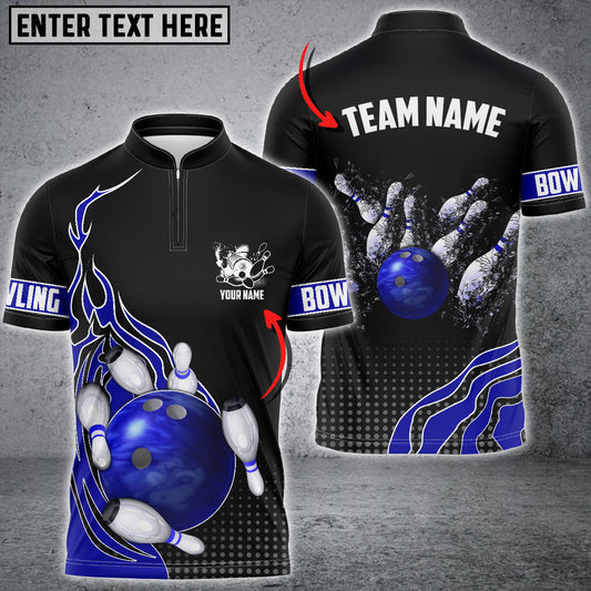 BlueJose Bowling And Breaking Pins Multicolor Option Customized Name 3D Shirt (6 Colors), Personalized Shirts For Bowling Players