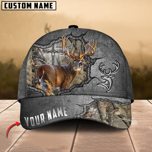 BlueJose Deer Hunting Metal Under God Personalized Cap (9 Colors)