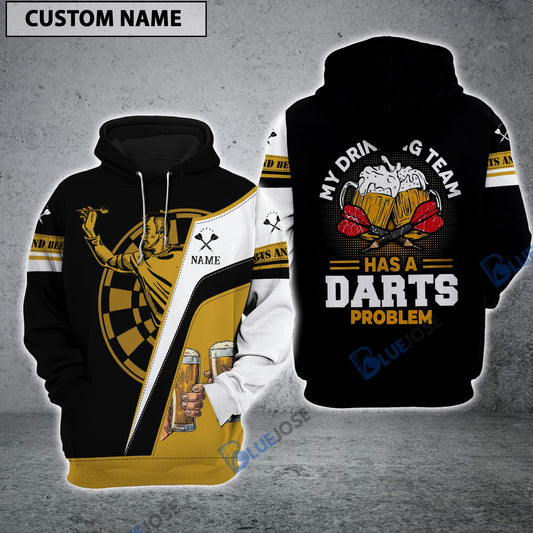 BlueJose My Drinking Team Has A Darts Problem Personalized Darts Hoodie