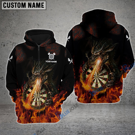 BlueJose Dragon Fire Darts Personalized Name, Team Name 3D Shirt