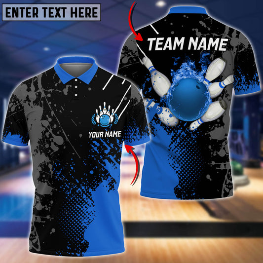 BlueJoses Personalized Name Paint Fire Bowling And Pins Multicolor 3D Shirt