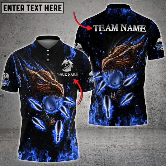 BlueJose Personalized Name Dragon Bowling And Pins Multicolor 3D Shirt