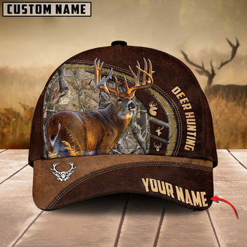 BlueJose Hunting Deer Leather Zip Pattern Multicolor Personalized Cap