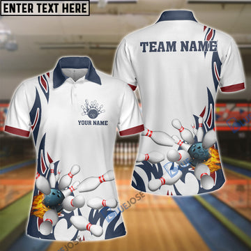 BlueJoses Fire Bowling And Pins Flame Pattern Multicolor Option Customized Name 3D Shirt for Women (4 Colors)