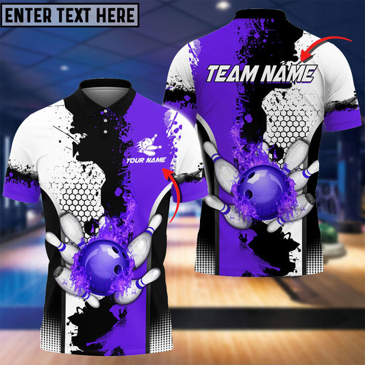 BlueJose Fire Bowling And Pins Milky Way Pattern Multicolor Option Customized Name 3D Shirt (4 Colors)