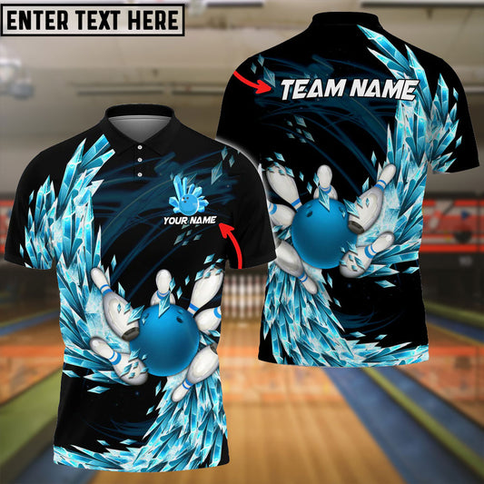 BlueJose Bowling And Pins Ice Breath Pattern Customized Name 3D Shirt (4 Colors)