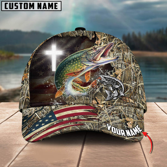 BlueJose Personalized Premium Loralle Pike Fishing Under God 3D Cap