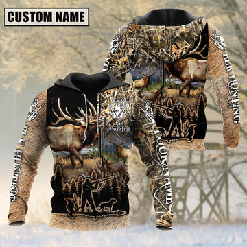 BlueJose Custom Name Elk Hunting Camo Style Shirt 3D Shirt