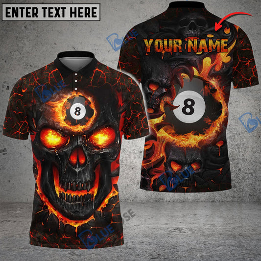 BlueJose Billiards Ball 8 Hell Flame Skull Personalized 3D Shirt ( 4 Colors )