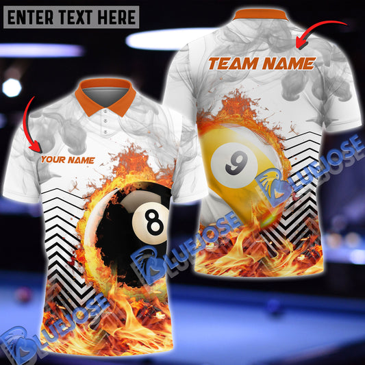 BlueJose Billiards Billiards White Fire Flame Smoke Personalized Shirt