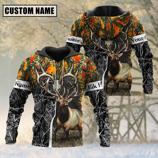 BlueJose Beautiful Elk Hunting Camo Personalized 3D Hoodie For Hunting Lover