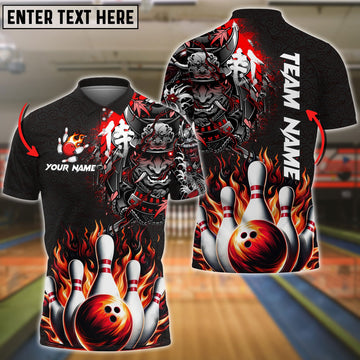 BlueJoses Bowling And Pins Flame Samurai Customized Name 3D Shirt ( 6 Colors)