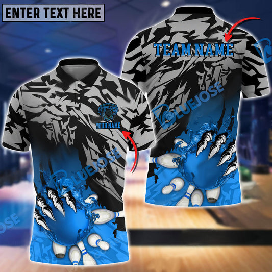 BlueJoses Bowling And Pins Flame Claws Customized Name 3D Shirt ( 6 Colors)