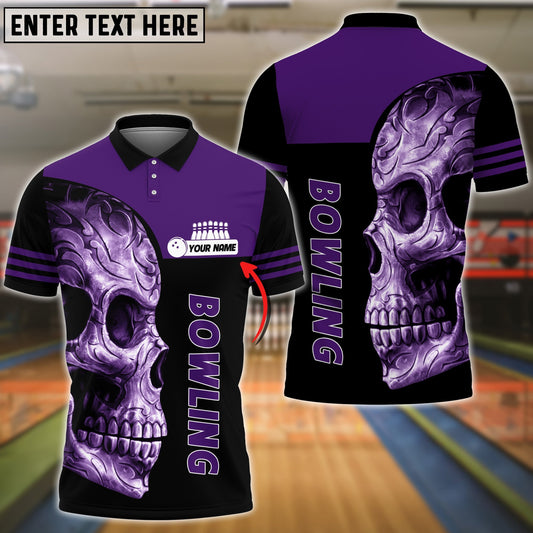 BlueJoses Bowling Purple Skull Classic Customized Name 3D Shirt