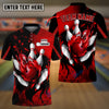 BlueJoses Bowling And Pins Water Paint Customized Name 3D Shirt (4 Colors)