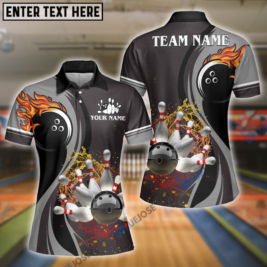 BlueJoses Bowling And Pins Water Flow Customized Name 3D Shirt for Women