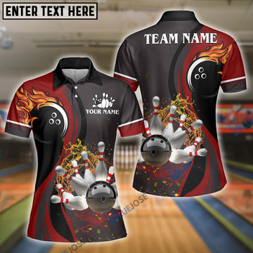 BlueJoses Bowling And Pins Water Flow Customized Name 3D Shirt for Women